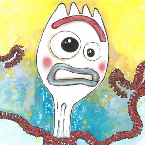 FORKY Fine Art Quality Print (Multiple Sizes) /  Print from my Beautiful Watercolor Painting / Disney Decor