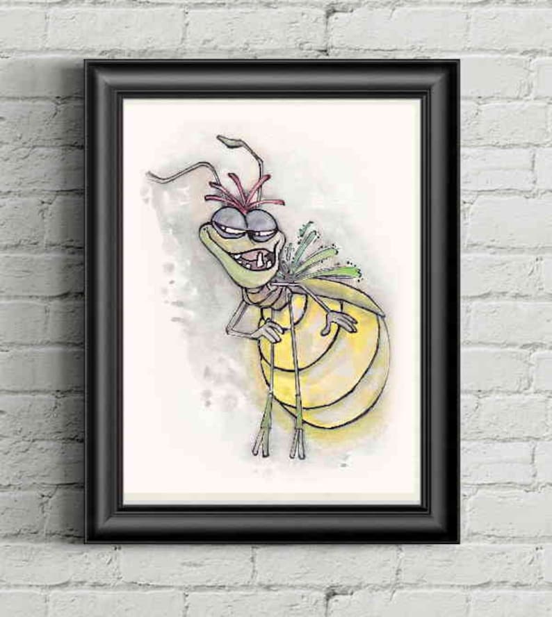 RAY the FIREFLY Original Watercolor Painting Disney Watercolor Princess and the Frog Disney Decor