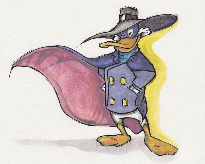 Multiple Sizes Iconic DARKWING DUCK Fine Art Quality Print Classic Disney Ducktales Afternoon Cartoon