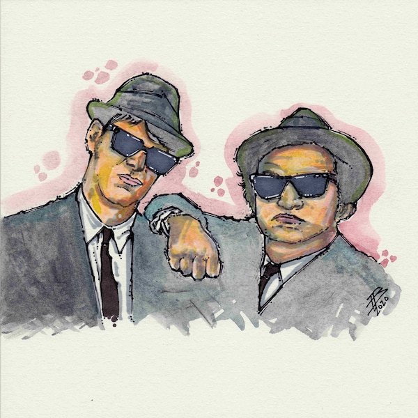 BLUE BROTHERS Fine Art Quality Print (Multiple Sizes) / Jake Blues / Elwood Blues / John Belushi / Blues Brothers Decor