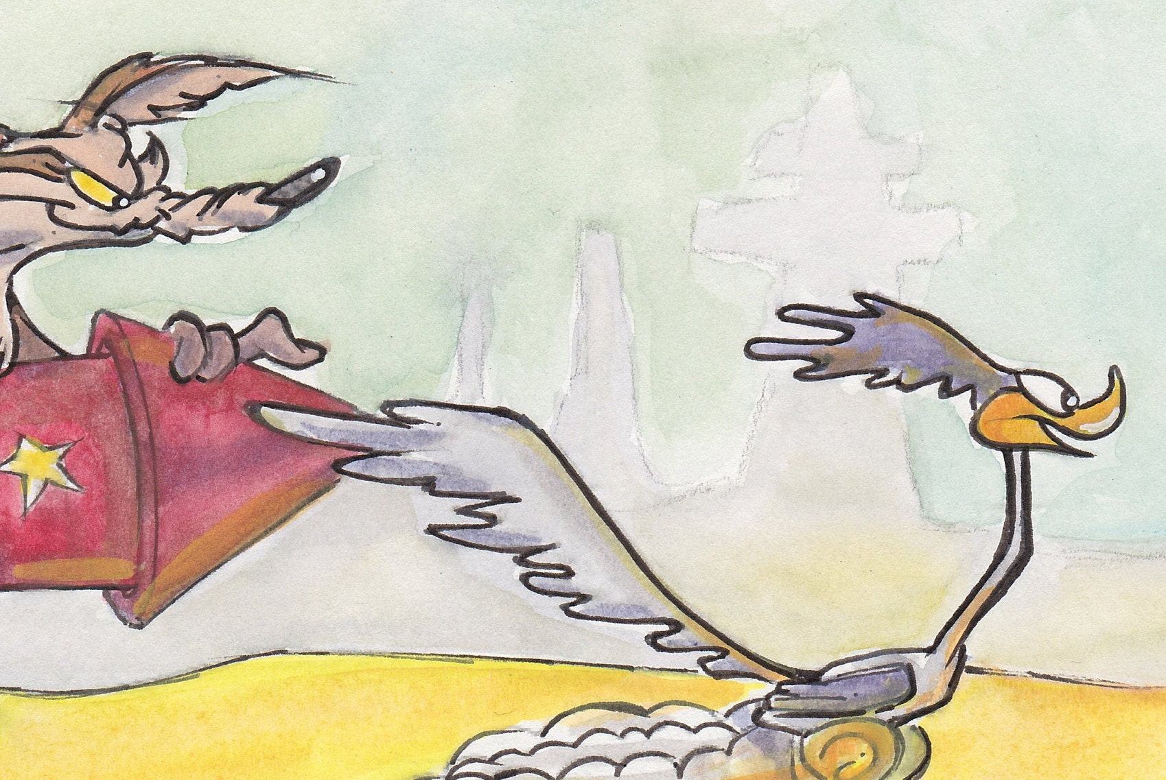 Wile E Coyote and Road Runner Fine Art Quality Print (multiple Sizes
