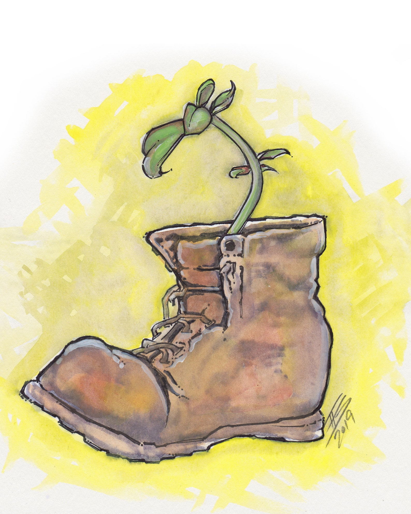 WALLE BOOT PLANT Original Watercolor Painting / Disney Nursey Etsy UK
