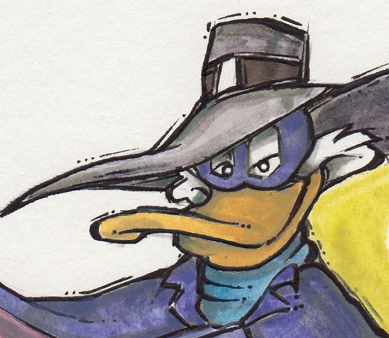 Multiple Sizes Iconic DARKWING DUCK Fine Art Quality Print Classic Disney Ducktales Afternoon Cartoon