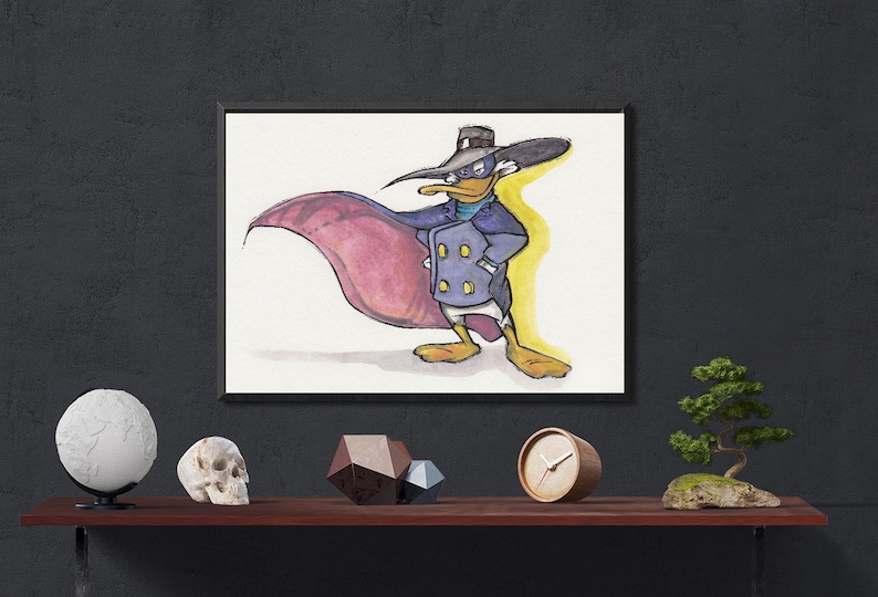 Multiple Sizes Iconic DARKWING DUCK Fine Art Quality Print Classic Disney Ducktales Afternoon Cartoon