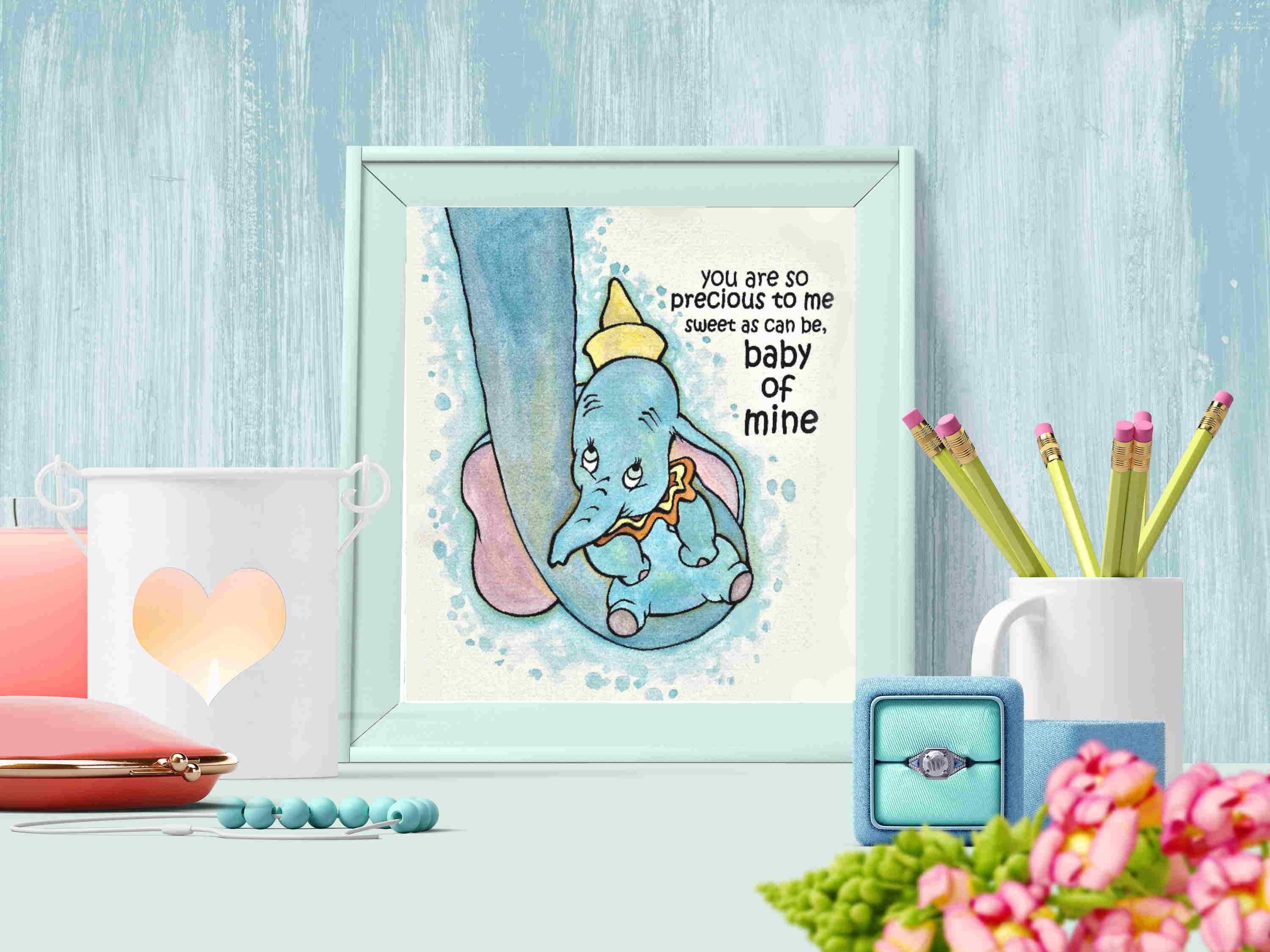 Dumbo and Mom Poster Baby Mine Music Sheet Musical Art Wall