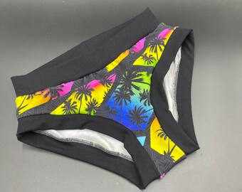 Scrundies - Womans Small, Medium, Large, XLarge Briefs Neon Palm Trees Panties