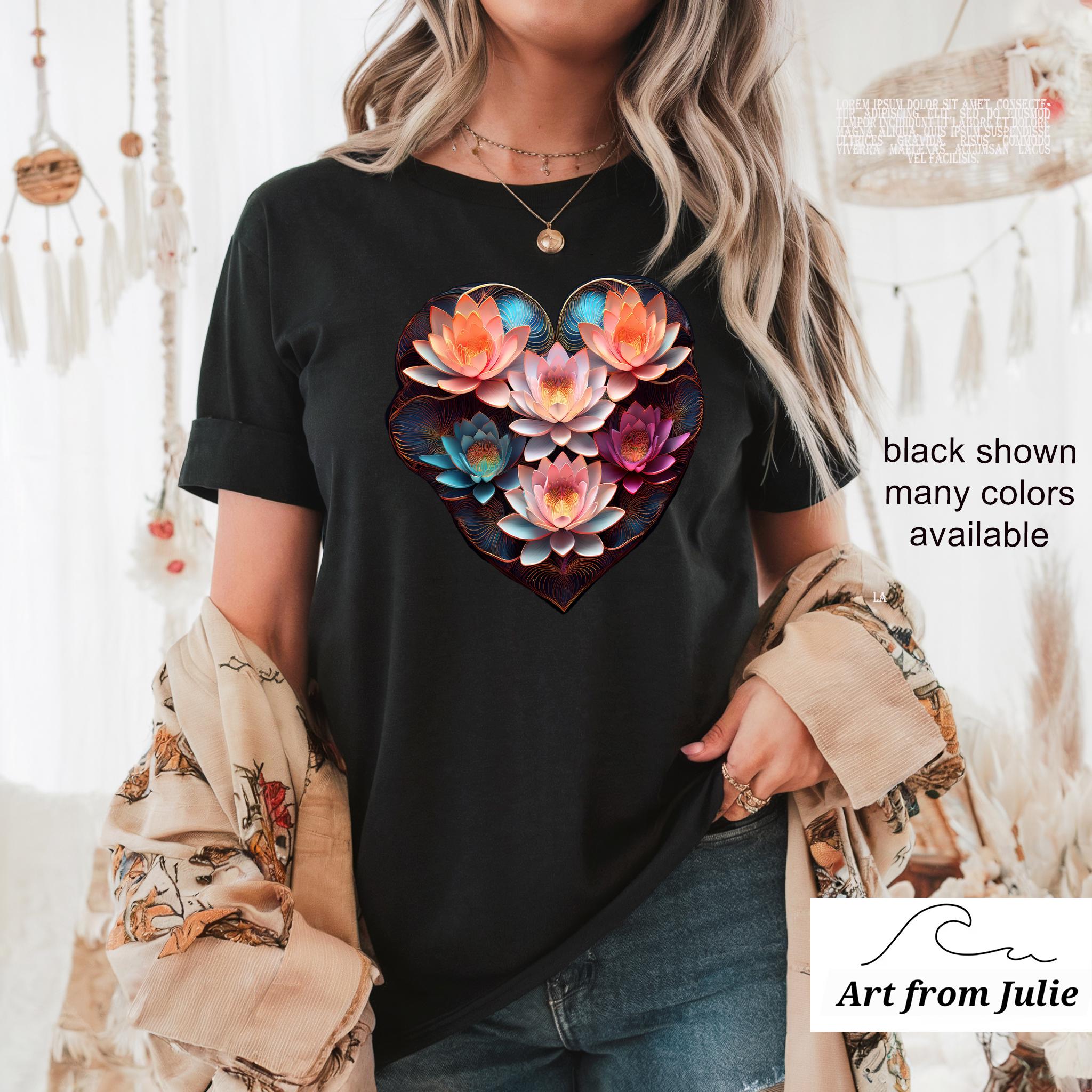 Lotus Water Lily Heart Shirt Tshirt, T-shirt Tee, Gift for Mom
