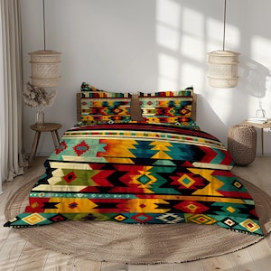 Southwestern Mexican Desert Aztec Comforter Bedspread Bed Spread, Rustic Bedroom Decor, King Twin Queen Size Bedding Blanket Set Separates