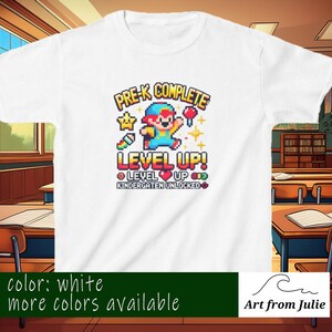 Kids Retro Level Up Tee - Perfect for Preschool Graduation, Prek Pre K Celebration Last Day of School Video Gamer, Gift for Kids Boy Girl