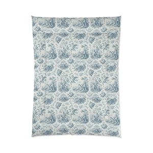 Elegante edredón floral francés Blue Angels, ropa de cama de estilo vintage, estilo shabby chic, decoración victoriana estilo cottagecore, tamaño queen, king y twin. imagen 1