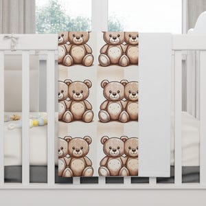 Teddy Bears Fleece Baby Blanket | Soft Infant Blanket, Newborn Gift, Nursery Decor, Bear Life Security Blanket Gift Snuggle Throw Blanket