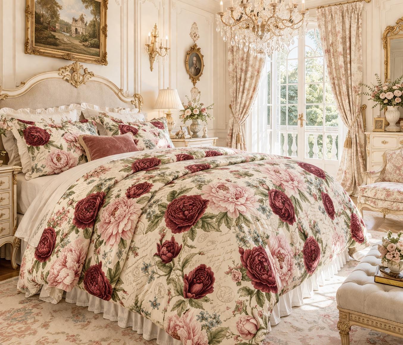Victorian Burgundy Comforter - Etsy display picture 1