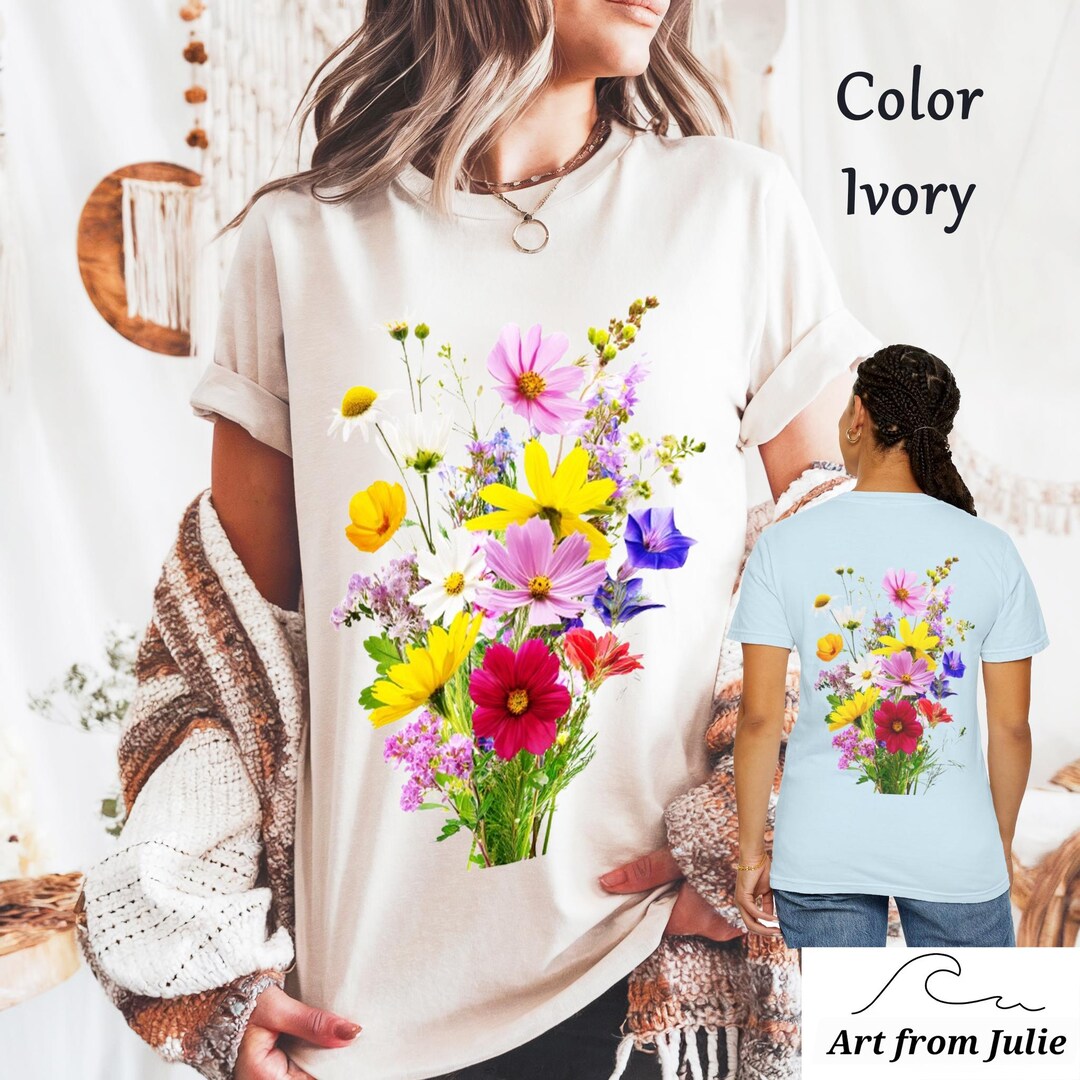 100% Cotton Comfort Colors Wildflowers Tshirt Florals Flower Graphic ...