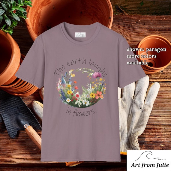 Wildflowers Top Unisex Softstyle Tshirt, Yard Work Tee, Gardening