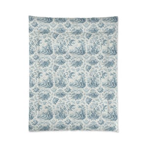 Elegante edredón floral francés Blue Angels, ropa de cama de estilo vintage, estilo shabby chic, decoración victoriana estilo cottagecore, tamaño queen, king y twin. imagen 4