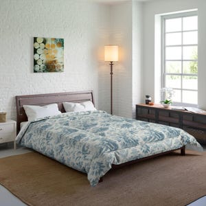 Elegante edredón floral francés Blue Angels, ropa de cama de estilo vintage, estilo shabby chic, decoración victoriana estilo cottagecore, tamaño queen, king y twin. imagen 6