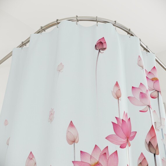 meditazione doccia tenda set spa loto fiore pietra pianta riflesso primavera relax tema poliestere bagno vasca da bagno decor verde W90xL200cm