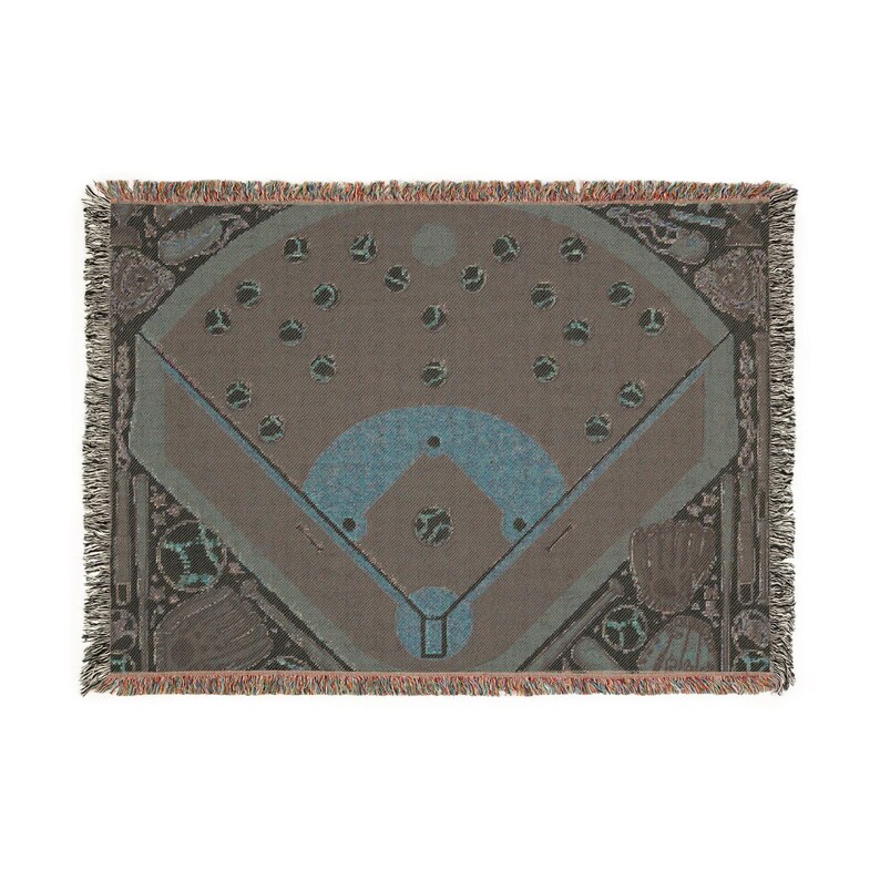 Baseball Field Decor Woven Blanket - Sports Lovers Cozy Throw for Fans, Boys Bedroom, Gift for Dad, Baseball Fans Gift, Game Days Wall Art image 5