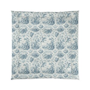 Elegante edredón floral francés Blue Angels, ropa de cama de estilo vintage, estilo shabby chic, decoración victoriana estilo cottagecore, tamaño queen, king y twin. imagen 2