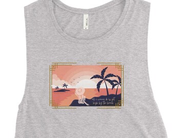 High By The Beach Women's Muscle Tank Top | Lana Del Rey Inspired | Workout or Casual Wear
