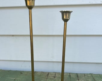 Set of 2 vintage brass candle holders, brass candlesticks, brass decor