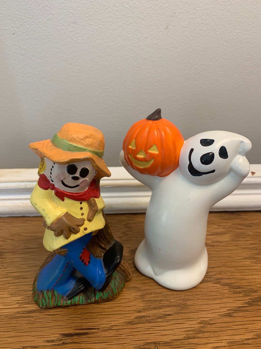 Vintage Halloween Figurines, Ghost Figurine, Scarecrow Figurine Etsy