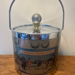 Vintage golf ice bucket , old ice bucket, golf themed ice bucket