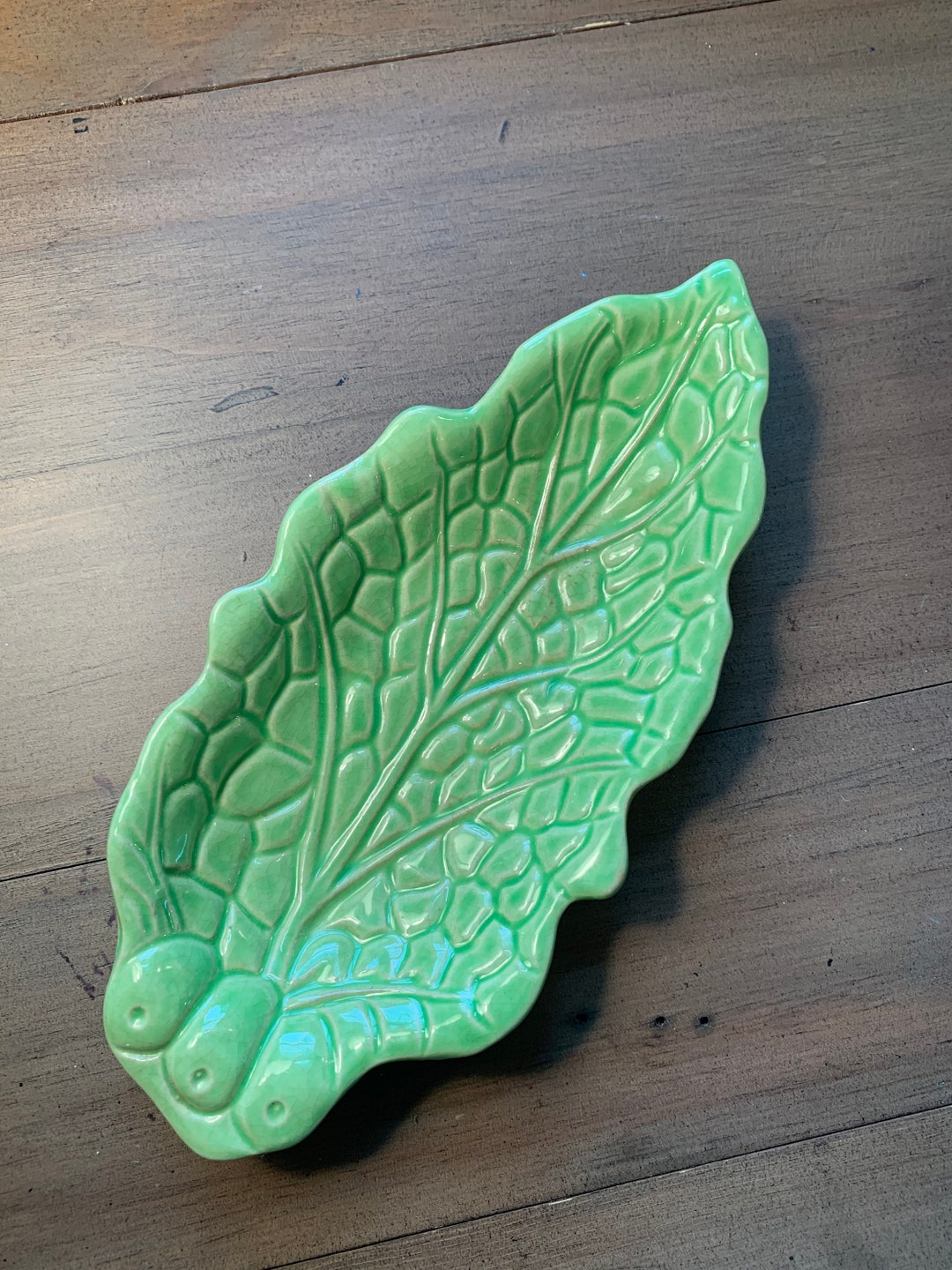 Vintage Green Leaf Dish Made in Japan Etsy