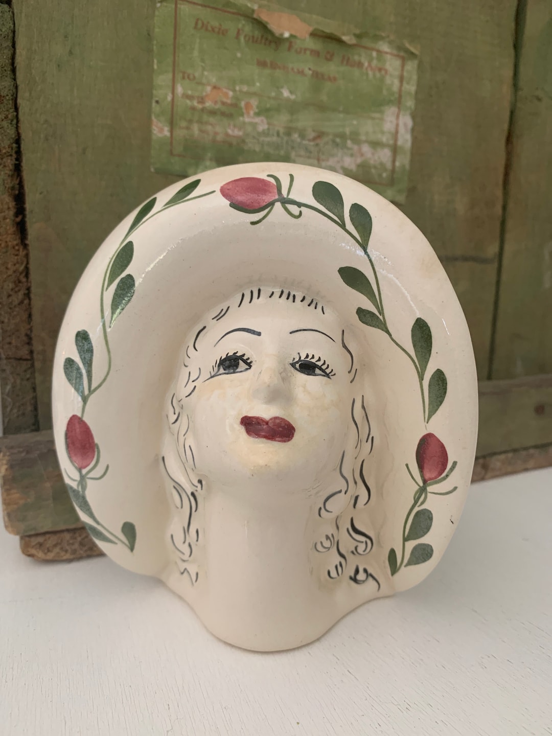 Vintage Lady Head Wall Pocket, Hand Painted , Jonesboro, Tenn Etsy