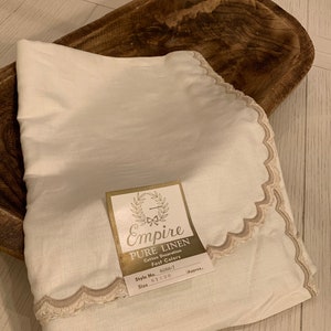 Empire vintage pure linen tablecloth, new old stock off white linen, farmhouse tablecloth