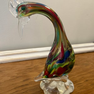 Multi color Venetian Murano glass bird