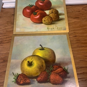 Henk Bros vintage fruit trivets, vintage kitchen fruit decor