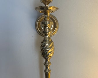 Large brass candle wall sconce, brass candle holder, brass taper holder