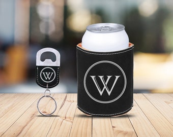 Personalized Groomsman Bottle Opener Keychain Can Cooler Sleeve Beverage Holder Combo Set Best Friend Key Chain For Men for Groomsmen Gifts