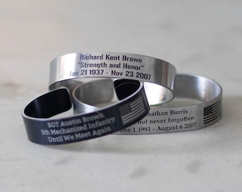 Custom Memorial Bracelet Memorial Gift Jewerly Rememberance Gift Military Cuff Bracelet We Will Never Forget You KIA Bracelet Soldier