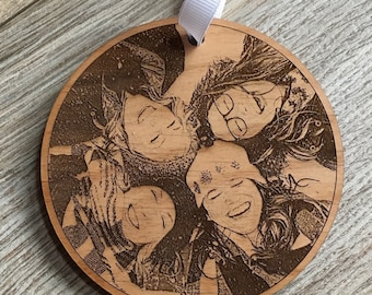 Custom Christmas Ornament Personalized Gifts - Family Ornament - Christmas Ornaments Wood - Engraved Ornaments - Christmas Photo - 4 inch