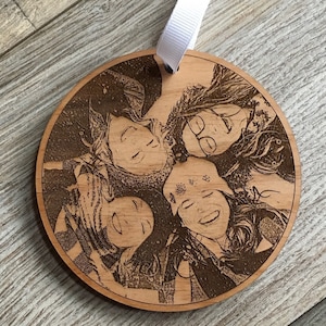 Custom Christmas Ornament Personalized Gifts - Family Ornament - Christmas Ornaments Wood - Engraved Ornaments - Christmas Photo - 4 inch