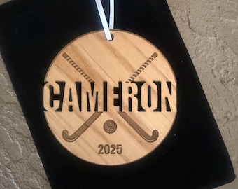 Field Hockey Sports Ornaments Personalized Custom Christmas Ornament Engraved Ornament Football - Baseball Basketball Soccer Volleyball Golf