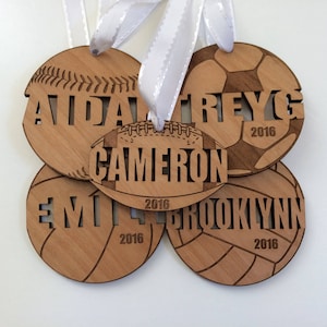 Sports Ornaments Personalized Custom Christmas Ornament Engraved Ornament Football - Baseball Basketball Soccer Volleyball Golf Hockey