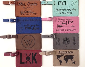 Citrus Twist Bag Tag Citrus Slice Design Monogrammed Plastic ID Tag w Leather Strap Travel Accessory Gift Personalized Luggage Tag