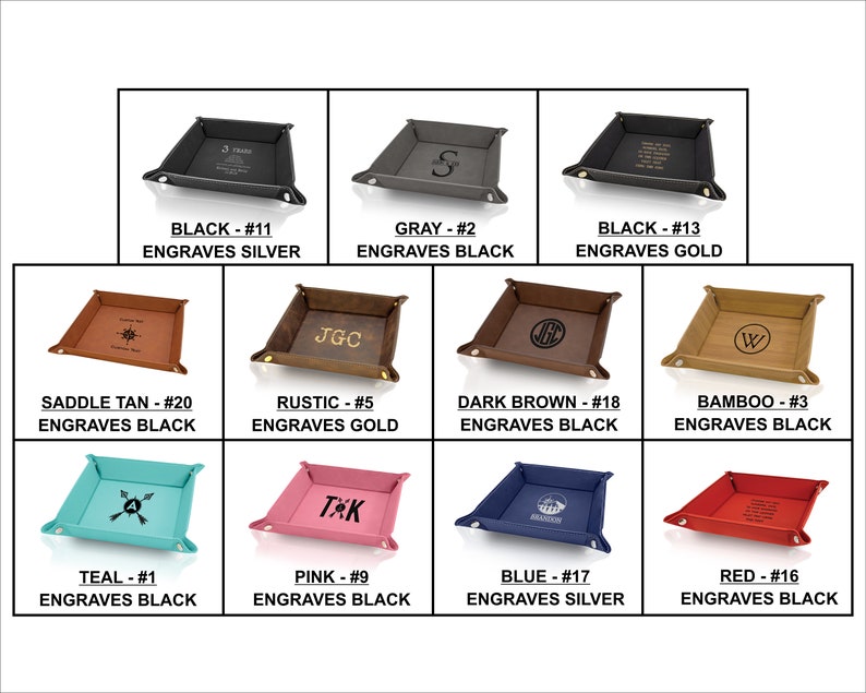 Personalized Monogrammed Engraved Leather Valet Catchall Tray For Men image 9