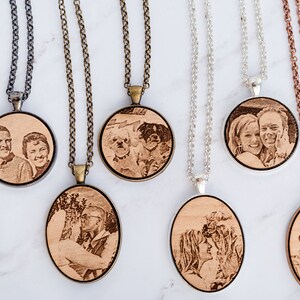 Engraved Wood Photo Necklace For Women image 5