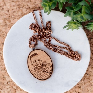 Engraved Wood Photo Necklace For Women image 7