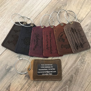 Personalized Leather Luggage Tag Monogram Luggage Tag Mr and Mrs Luggage Tag Custom Luggage Tag Gift Favors - Full Grain Leather
