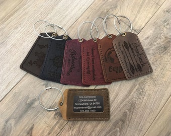 Personalized Leather Luggage Tag Monogram Luggage Tag Mr and Mrs Luggage Tag Custom Luggage Tag Gift Favors - Full Grain Leather