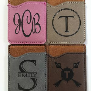 Monogrammed Cell Phone Card Holder Personalized Phone Wallet Credit Card Holder Card Caddy for Phone ID Cell Phone Caddy iPhone Pocket image 4