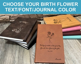 Birth Month Flower Name Journal, Personalized Gratitude Prayer Journal, Self Care Journal, Wellness Journal, Sketchbook
