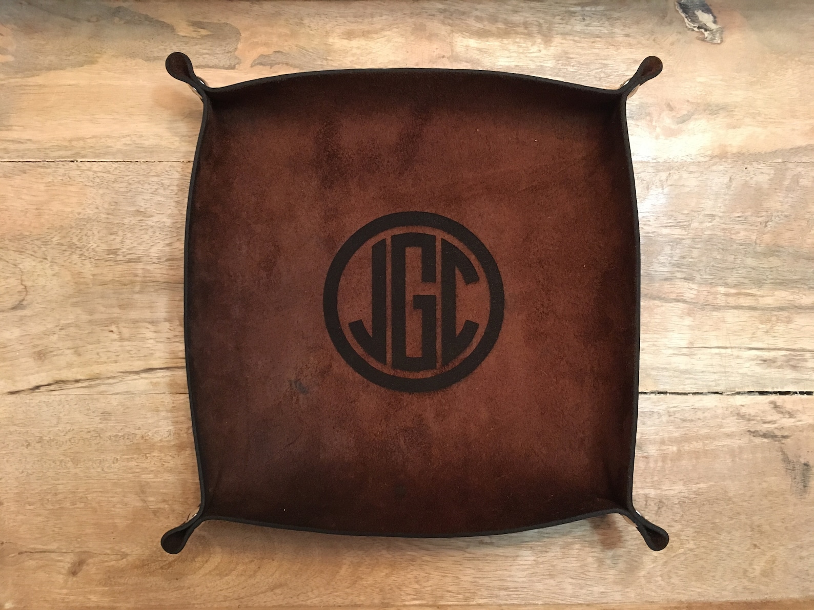 Monogrammed Valet Tray For Men Personalized Leather Catchall Etsy