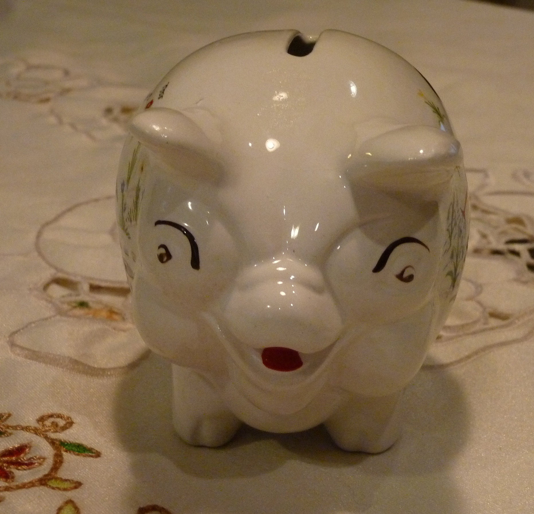 Vintage Old Foley Piggy Bank ~ Pig Figurine ~ James Kent Coin Bank