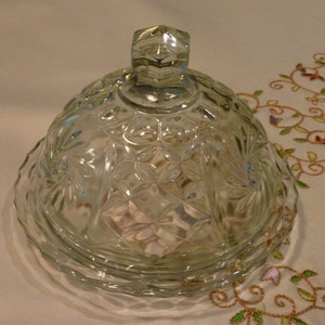 Vintage Butter Dish - Absolutely Stunning Patterned Glass Dish with Lid  ~ Dome Covered Butter Dish ~ Lidded Serving Tray